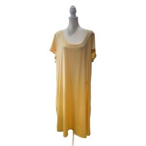 H by Halston Yellow Ombré Midi Dress Stretch Knit Short Sleeve Plus Size 3X NWT